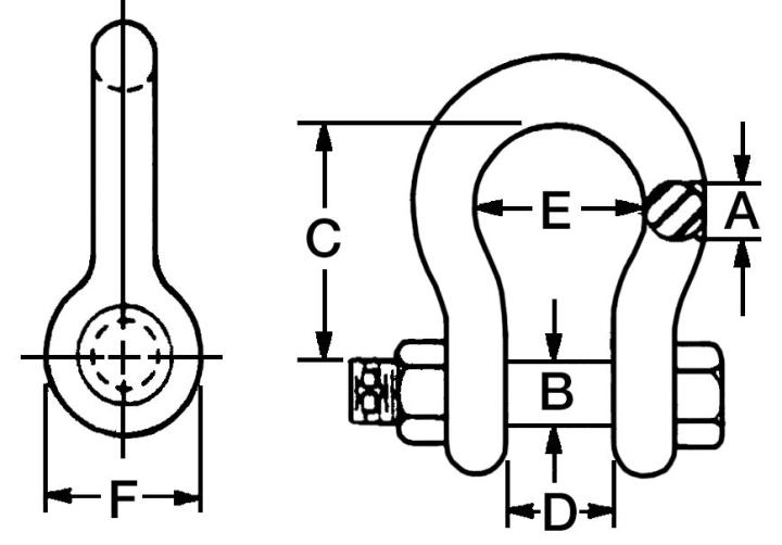 Image of Alloy Bolt Type Anchor Shackles, Galvanized, A-999-G - Campbell