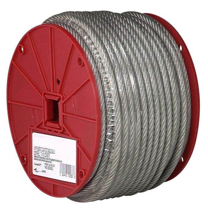 250 Ft. Reel Campbell 7000827. 1/4 (7MM) Galvanized Cable, 1400 lb Working  Load